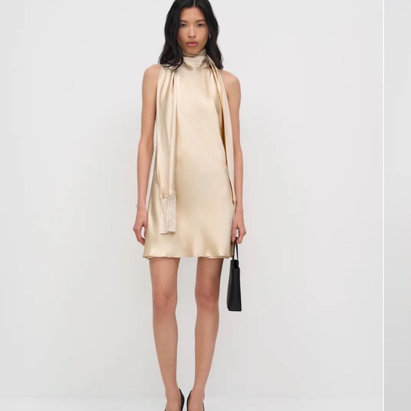 Reformation Helen Silk Dress$298Almond